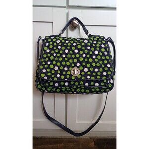 Vera Bradley Lucky Dots Turnlock Crossbody Purse, Navy Green White